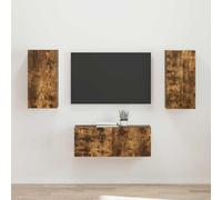 Ziaphsol Ensemble Meuble TV Mural 2 pièces en Bois d'ingénierie Chêne fumé pour Salon Moderne, Rangement Pratique avec Portes et étagère, Design Minimaliste et Robuste