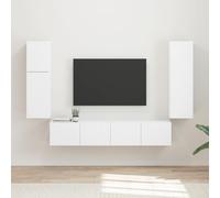 Ziaphsol Ensemble Meuble TV Mural 4 pièces Blanc en Bois d'ingénierie pour Salon Moderne, Rangement Pratique et esthétique, Support télé, Armoire Suspendue, Design épuré