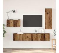 Ziaphsol Ensemble Meuble TV Mural 4 pièces en Bois Ancien avec tiroirs Portes étagères Support écran pour Salon séjour Chambre Bureau