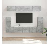 Ziaphsol Ensemble Meuble TV Mural 5 pièces Gris béton en Bois d'ingénierie pour Salon Moderne Espace Rangement Pratique et Design épuré