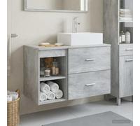 Ziaphsol Ensemble mobilier Salle de Bain 2 pièces Gris béton avec Meuble sous Vasque et Cabinet Mural en Bois d'ingénierie pour Rangement Pratique et aménagement intérieur
