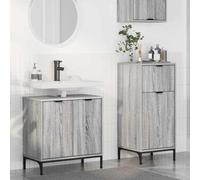 Ziaphsol Ensemble mobilier Salle de Bain 2 pièces Gris Sonoma avec Meuble sous lavabo et Armoire de Rangement Moderne Compact pour Espace Urbain