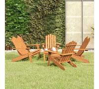 Ziaphsol Ensemble Salon Jardin Adirondack 5 pièces Bois Acacia Massif avec Table Basse 90x50x36 cm chaises bancs Pliables mobilier extérieur terrasse Balcon Patio