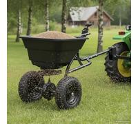 Ziaphsol Épandeur Noir Robuste 53 x 108 x 74 cm en PVC et Acier pour Jardinage extérieur, Distributeur de semences, Engrais, granules, avec Roues en Caoutchouc, réglage débit, idéal pour pelouse
