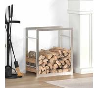 Ziaphsol Étagère à bûches en acier inoxydable - 50 x 28 x 56 cm - Pour l'intérieur et l'extérieur - Support en bois - Aide à l'empilage - Empilage à sec à côté de la cheminée, du four ou de la