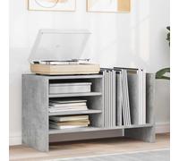 Ziaphsol Étagère à disques en béton gris en bois 78,5 x 35 x 45 cm avec 6 étagères pour disques, magazines et ordre dans le salon