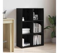Ziaphsol Étagère à livres aspect chêne noir, 66 x 30 x 98 cm, en matériau du bois, étagère sur pied avec plusieurs compartiments, organiseur cube polyvalent pour salon, bureau et chambre à coucher
