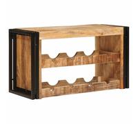 Ziaphsol Étagère à vin murale marron 80 x 45 x 33 cm en bois de manguier massif avec cadre en métal pour un rangement élégant dans la cuisine, la cave