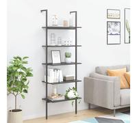 Ziaphsol Étagère inclinée à 5 Niveaux en Acier Robuste et Bois d'ingénierie, 64x35x185 cm, pour Rangement Pratique dans Maison ou Bureau, optimise l'espace de Stockage, Meuble de Salon ou Chambre