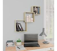 Ziaphsol Étagère murale, cubique, chêne Sonoma, 68 x 15 x 68 cm, matériau à base de bois, étagère suspendue, design à 3 cubes, étagères flottantes pour mur, pour salon, chambre à coucher