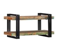 Ziaphsol Étagère murale multicolore en bois vieilli massif et fer, 70 x 33 x 35 cm, capacité de charge de 60 kg, peu encombrant, pour salon, home cinéma, jeu, rangement pour CD, décoration et