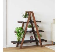 Ziaphsol Étagère pliante marron en bois massif recyclé, 79,5 x 35 x 112 cm, 1 étagère pliante avec 3 étagères, pour salon, espace de rangement pour livres, décoration et ordre
