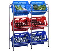 Ziaphsol Étagère pour 6 caisses, argentée, 96 x 33 x 116 cm, en acier revêtu par pulvérisation, étagère inclinée pour aliments et boissons, étagère de rangement pour atelier, garage, salle