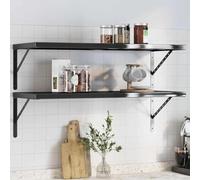 Ziaphsol Étagères murales 2 pièces 100x40 cm en Acier Inoxydable Noir Support de Rangement Robuste pour Salon Chambre Cuisine Bureau décoration Gain d'espace