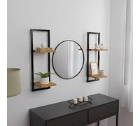 Ziaphsol Étagères murales 2 pièces 25x25x75 cm en Bois d'acacia Massif et Acier Support de Rangement Design pour Salon Chambre Cuisine Salle de Bain Bureau