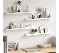 Ziaphsol Étagères murales Blanches 4 pièces en MDF 60x9x3 cm Support de Rangement Suspendu Design pour Salon Chambre Cuisine Bureau Salle de Bain
