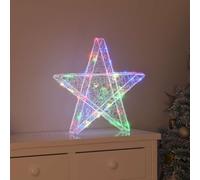 Ziaphsol Étoile 3D décorative pour sapin de Noël avec 50 LED multicolores, acrylique, 55 x 53,5 x 10 cm, bande LED USB, télécommande pour fenêtre, étagère, table, décoration de l'Avent
