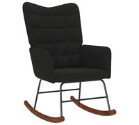 Ziaphsol Fauteuil à Bascule en Velours Noir avec Pieds en Bois Robuste, Assise Confortable pour Salon, Chambre ou véranda, idéal pour détente, Lecture, Repos ou Allaitement, Design élégant
