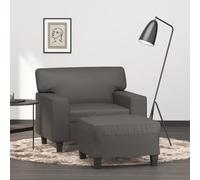 Ziaphsol Fauteuil avec Repose-Pied Gris 60 cm en Similicuir Durable pour Salon Moderne, Relax inclinable, canapé Convertible, Design scandinave, idéal pour séjour Chambre Bureau