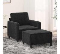 Ziaphsol Fauteuil avec Repose-Pied Noir en Velours 60 cm pour Salon Moderne, canapé Relax inclinable, mobilier de séjour, siège déhoussable, Confort Durable, Design scandinave