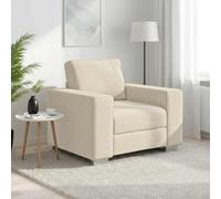 Ziaphsol Fauteuil Beige 100 cm Tissu en Lin mélangé pour Salon Moderne, canapé Compact avec Cadre Durable, Assise Confortable et Design épuré pour Espace de Vie Cosy