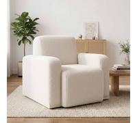 Ziaphsol Fauteuil bou rème avec accoudoirs larges, dossier ergonomique, pivotant, réglable, pour salon, chambre à coucher, bureau, salon, relaxation, confort d'assise élégant
