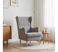 Ziaphsol Fauteuil bou ris clair avec accoudoirs, pivotant et réglable, chaise de salon pour salon, chambre à coucher, bureau, avec dossier ergonomique, cadre en bois et métal robuste