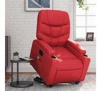 Ziaphsol Fauteuil de massage électrique avec aide à se relever, cuir synthétique rouge, massage vibrant à 6 points, fonction inclinable, porte-gobelet, pour salon et chambre à coucher, assise