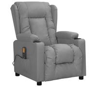 Ziaphsol Fauteuil de massage en cuir synthétique gris avec massage vibrant à 6 points, fauteuil TV réglable, fauteuil de repos confortable pour salon, chambre à coucher