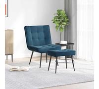 Ziaphsol Fauteuil de relaxation avec tabouret, en velours bleu, capacité de charge de 110 kg, rembourrage en contreplaqué métallique, 1 chaise de relaxation et 1 tabouret pour salon et bureau