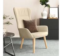 Ziaphsol Fauteuil de relaxation en tissu crème, cadre en métal, pieds en bois massif, 70 x 77 x 94 cm, fauteuil de salon confortable pour une lecture détendue, assise confortable dans la chambre à