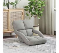 Ziaphsol Fauteuil de sol réglable en velours gris clair, 58 x 62 x 58 cm, 1 siège avec dossier multi-positions, accoudoir, pour salon, chambre à coucher, yoga, relaxation