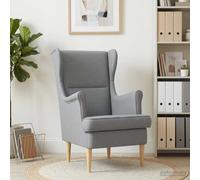 Ziaphsol Fauteuil en tissu gris clair avec cadre en bois et métal, fauteuil lounge confortable avec dossier haut, accoudoirs, coussin de siège amovible, idéal pour se détendre, lire