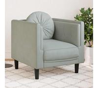 Ziaphsol Fauteuil en Velours Gris Clair avec Coussin Rond, Design Moderne pour Salon séjour Chambre Bureau, Confort Relax inclinable, capacité 110 kg, déhoussable, Style scandinave