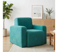 Ziaphsol Fauteuil en velours turquoise avec accoudoirs et dossier pour salon, chambre à coucher, bureau, pivotant, réglable, ergonomique, salon relaxant, cadre en contreplaqué durable, confortable