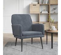Ziaphsol Fauteuil gris foncé 62 x 79 x 79 cm en velours, structure en métal, fauteuil rembourré confortable pour salon, chambre à coucher, fauteuil de lecture confortable