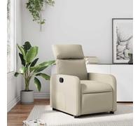 Ziaphsol Fauteuil inclinable crème en Similicuir résistant avec Repose-Pieds Ajustable, Cadre en Bois et métal, Design élégant pour Salon, Chambre ou Bureau, capacité 110 kg, Confort Optimal