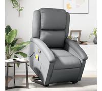 Ziaphsol Fauteuil inclinable de Massage Gris en Similicuir avec Fonction de Levage électrique, Repose-Pieds réglable, Massage vibratoire, Poche latérale, Structure Solide pour Salon ou Chambre