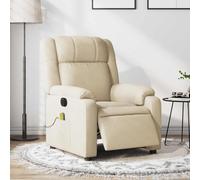 Ziaphsol Fauteuil inclinable électrique crème Tissu rembourré avec Massage vibratoire, siège Relax pour Salon Chambre Bureau, réglage Automatique Dossier et Repose-Pied