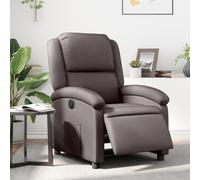 Ziaphsol Fauteuil inclinable électrique en Cuir véritable Marron foncé avec Repose-Pied réglable Automatique, Design Ergonomique pour Salon, Chambre ou Bureau, capacité 110 kg
