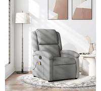 Ziaphsol Fauteuil inclinable en Tissu Gris Clair avec Massage vibratoire, Repose-Pieds réglable, Structure Solide Bois métal, idéal pour Salon, Chambre ou Bureau, Confort et détente assurés