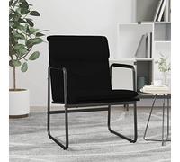 Ziaphsol Fauteuil lounge noir, 55 x 64 x 80 cm, cuir synthétique, structure en métal, fauteuil de relaxation confortable pour salon, chambre à coucher, bureau, meuble d'intérieur confortable