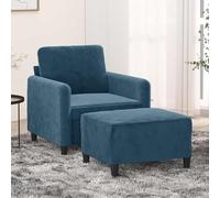 Ziaphsol Fauteuil moderne en velours bleu avec tabouret, 78 x 77 x 80 cm, pour salon, bureau, salon, design scandinave avec fonction relaxation et fonction sommeil, charge jusqu'à 110 kg, coffre de