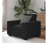 Ziaphsol Fauteuil Noir 60cm Velours Fauteuil Salon Confortable avec Cadre en Bois Design Moderne pour Salon Chambre Bureau Charge Max 110kg