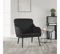 Ziaphsol Fauteuil noir 63 x 76 x 80 cm, cuir synthétique, structure en métal, chaise de salon confortable pour salon, chambre à coucher, bureau, siège confortable