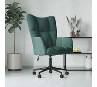 Ziaphsol Fauteuil relax en velours vert foncé réglable en hauteur, pivotant à 360° avec roulettes, chaise de bureau moderne pour salon, chambre à coucher, bureau, fauteuil d'intérieur confortable