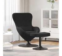 Ziaphsol Fauteuil œuf avec Pouf en Velours Noir pivotant 360 degrés pour Salon Chambre Bureau Design Moderne et Confortable, idéal pour détente, Lecture et décoration intérieure