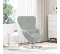 Ziaphsol Fauteuil œuf Gris Clair en Velours avec Base pivotante 360 degrés pour Salon Chambre Bureau Fauteuil Relax Moderne Confort élégant
