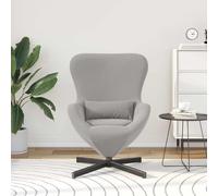 Ziaphsol Fauteuil œuf Gris Clair pivotant en Tissu Doux avec Coussin Lombaire pour Salon Chambre Bureau Design Moderne Confortable
