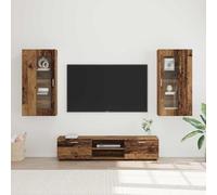 Ziaphsol FLORIN Ensemble de meubles TV avec tiroirs en bois vieilli mat 3 pièces, 150 x 39 x 30 cm, 2 tiroirs, 8 étagères, pour salon et rangement multimédia